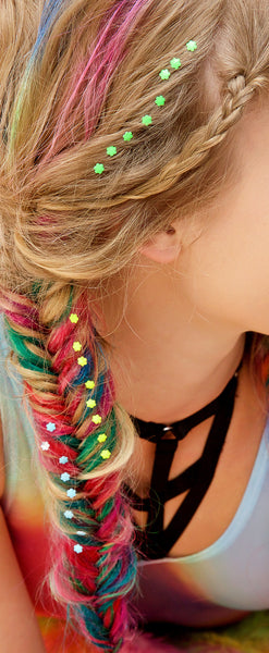Neon Flower Power Rainbow Hair Jewels – Wicked Hippie